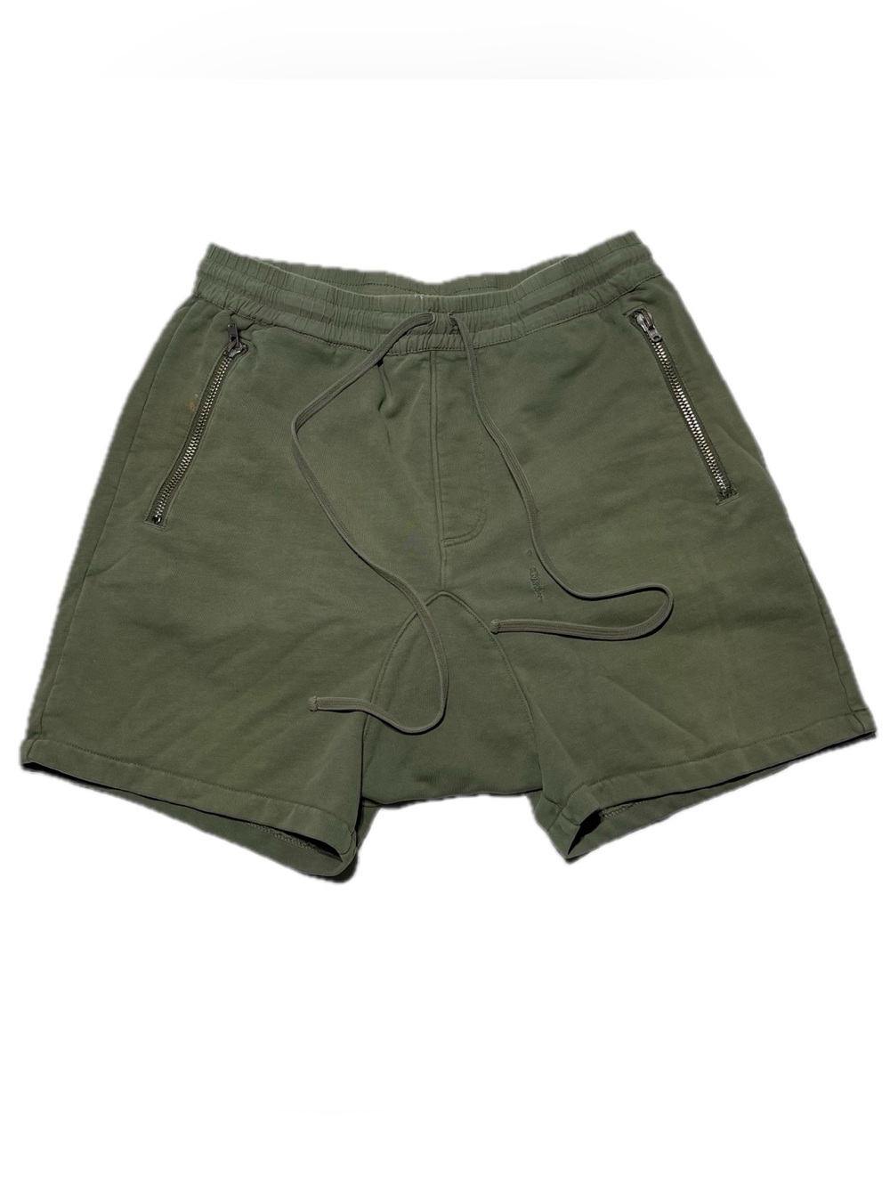 Fear of God Fog Olive Army Drop Crotch Draw String Gym Short Men’s Size M As is